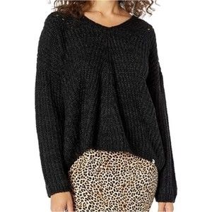 Rip Curl Black Woven Knit V Neck Sweater Women's L